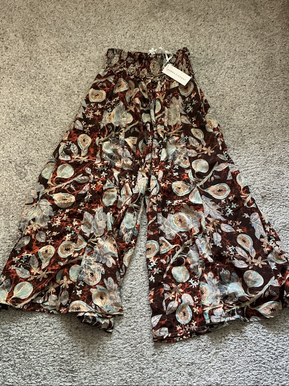 Lightweight Floral Wide-Leg Pants - Brown Floral